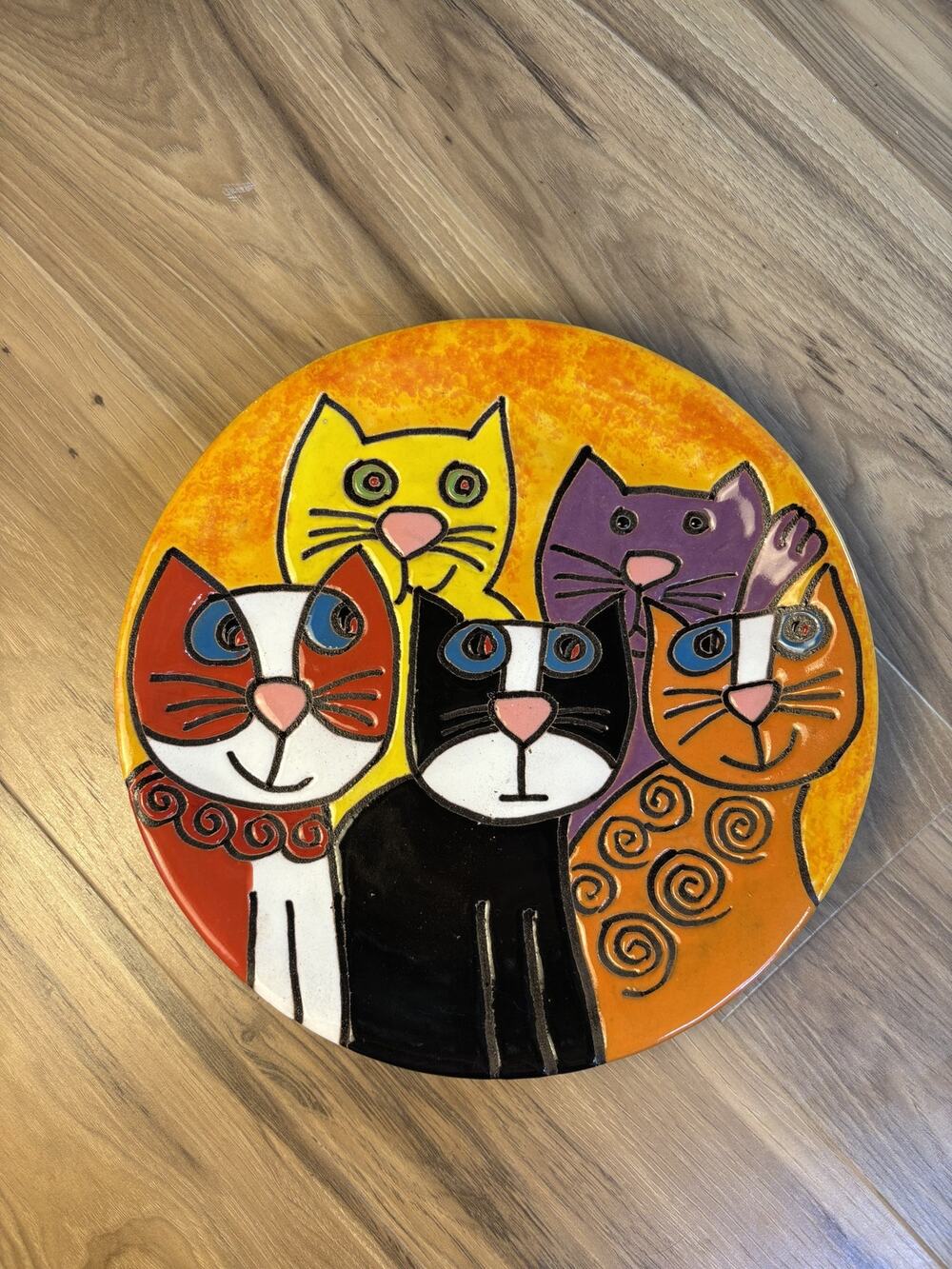 NOVICA Maria Isabel Cruz Cat Fancy Ceramic Wall Place Mexico Folk Art 12"